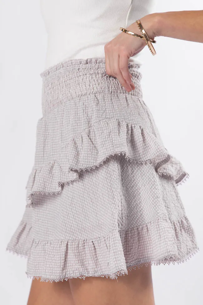 Blissful Mood Taupe Gingham Lace Trim Mini Skort FINAL SALE sold by Pink Lily product image thumbnail 4