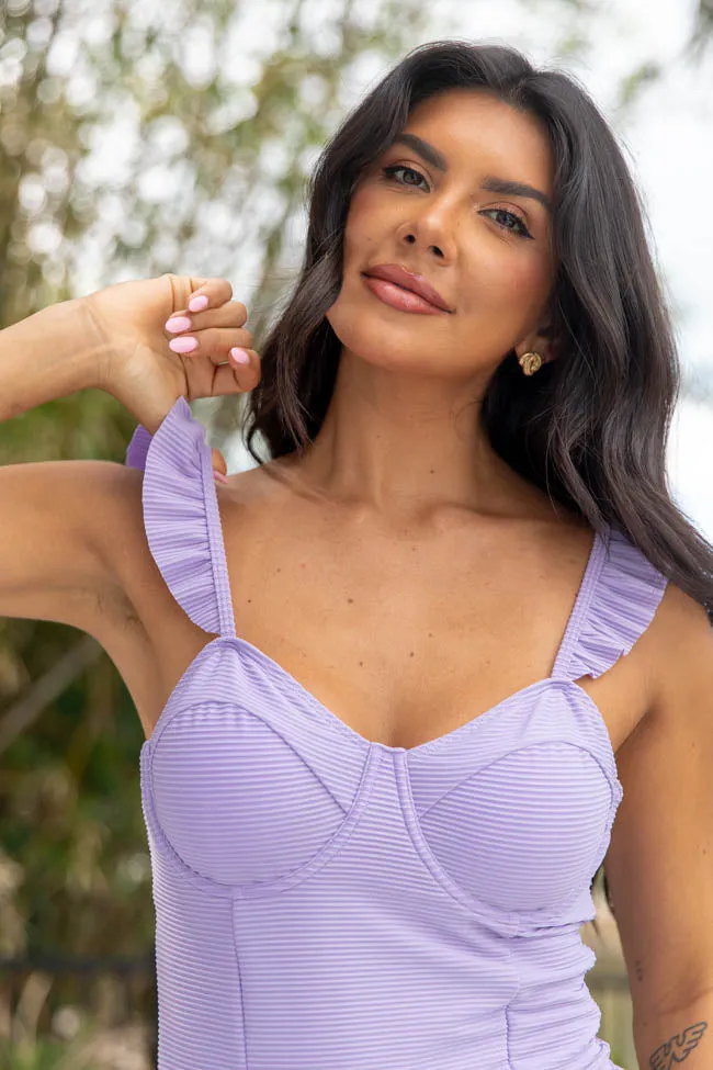 Ride The Waves Lilac Ruffle Shoulder One Piece Swimsuit FINAL SALE sold by Pink Lily product image thumbnail 4