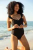 Ride The Waves Black Ruffle Shoulder One Piece Swimsuit FINAL SALE sold by Pink Lily