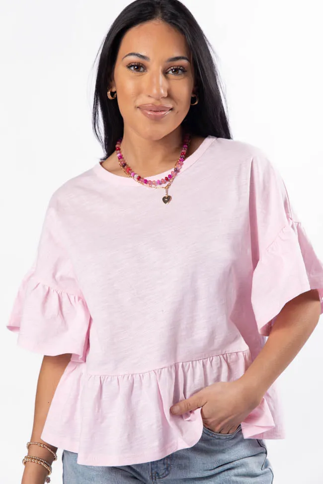 Perfect Pink Knit Ruffle Hem Tee sold by Pink Lily product image thumbnail 3