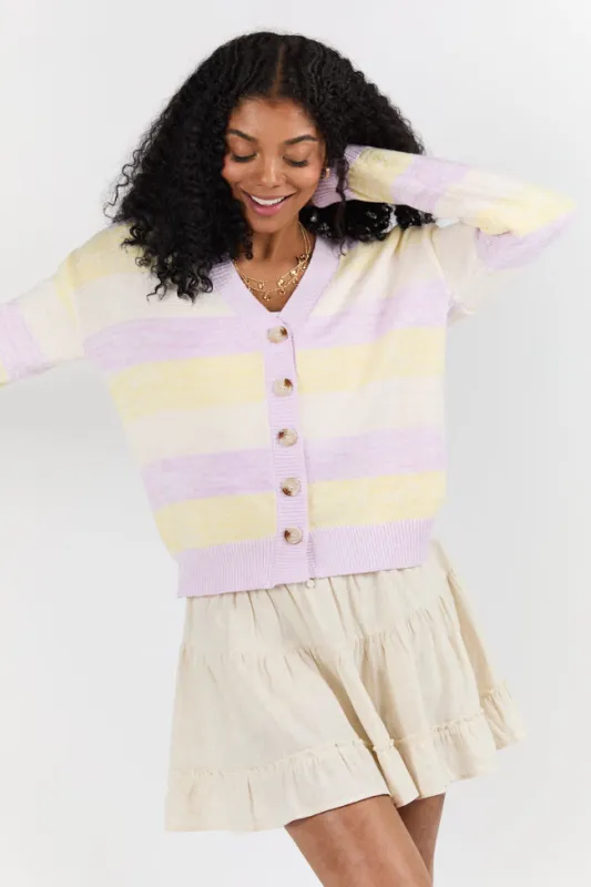 Simple Request Purple Multi Striped Cardigan FINAL SALE sold by Pink Lily