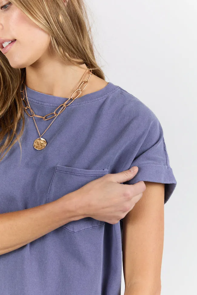 Memories That Last Dusty Indigo T-Shirt Dress FINAL SALE sold by Pink Lily product image thumbnail 4