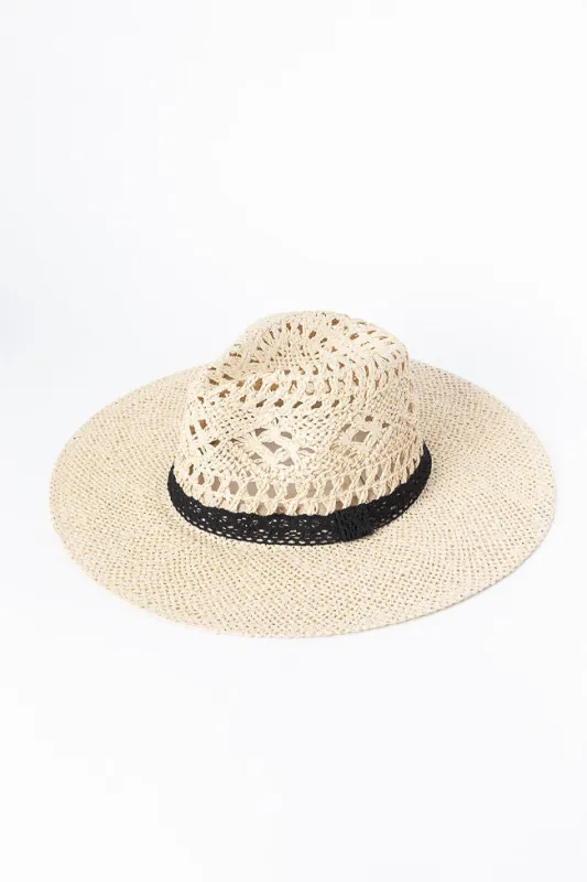 Ivory Lace Band Straw Hat SALE sold by Pink Lily