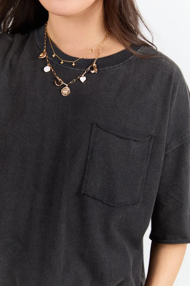 Easy To Style Black Knit Pocket T Shirt FINAL SALE sold by Pink Lily product image thumbnail 3