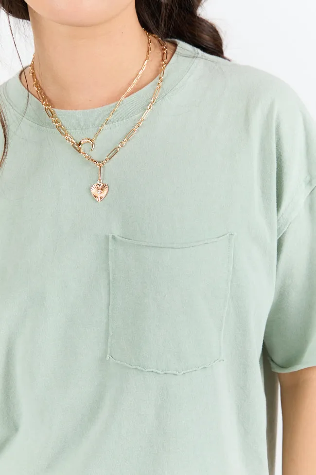 Easy To Style Sage Knit Pocket T Shirt sold by Pink Lily product image thumbnail 2