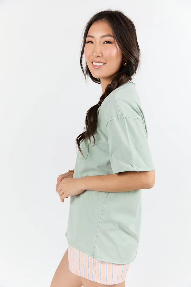 Easy To Style Sage Knit Pocket T Shirt sold by Pink Lily product image thumbnail 5