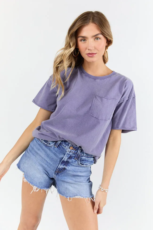 Easy To Style Dusty Indigo Knit Pocket T Shirt sold by Pink Lily