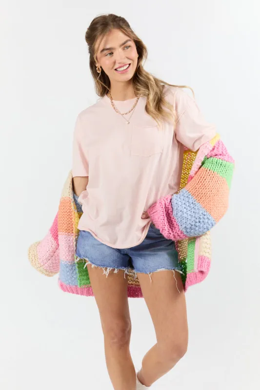 Easy To Style Dusty Pink Knit Pocket T Shirt FINAL SALE sold by Pink Lily