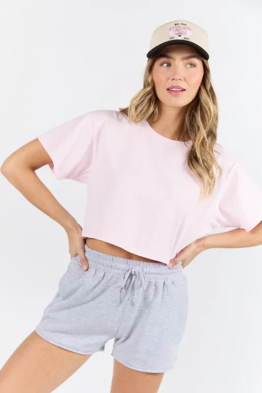As Cool As It Gets Light Pink Cropped Knit T Shirt sold by Pink Lily