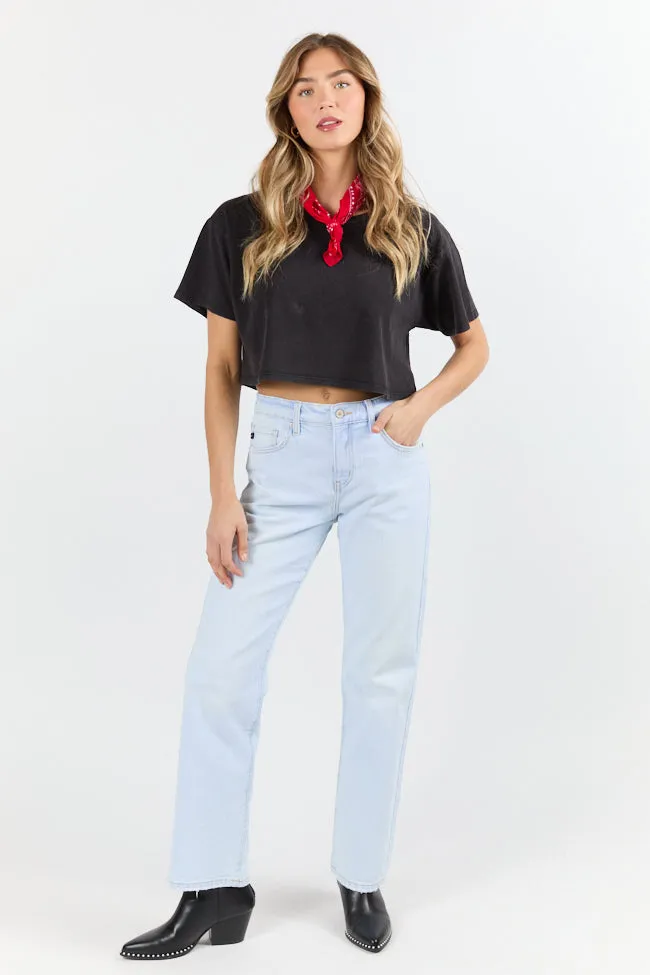 As Cool As It Gets Light Black Cropped Knit T Shirt FINAL SALE sold by Pink Lily product image thumbnail 2