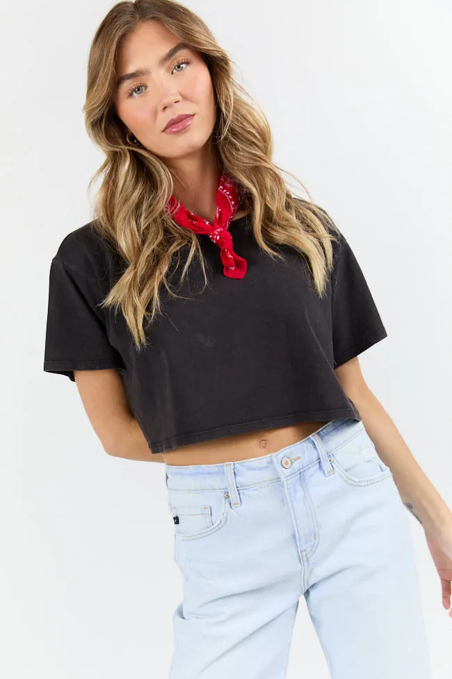 As Cool As It Gets Light Black Cropped Knit T Shirt FINAL SALE sold by Pink Lily