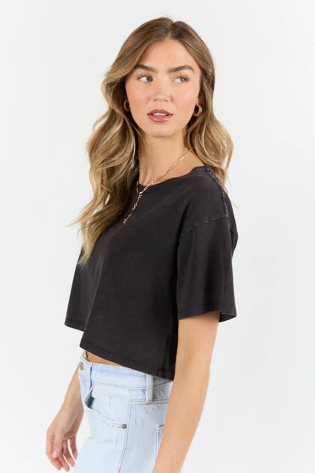 As Cool As It Gets Light Black Cropped Knit T Shirt FINAL SALE sold by Pink Lily product image thumbnail 4