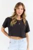 As Cool As It Gets Light Black Cropped Knit T Shirt sold by Pink Lily