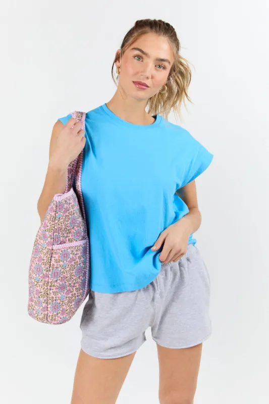 Classic Aqua Cap Sleeve Knit T Shirt FINAL SALE sold by Pink Lily