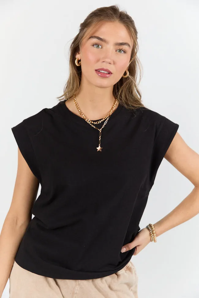 Classic Black Cap Sleeve Knit T Shirt sold by Pink Lily product image thumbnail 3