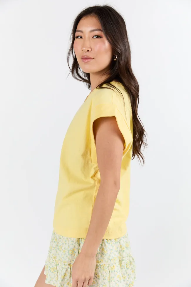 Classic Yellow Cap Sleeve Knit T Shirt FINAL SALE sold by Pink Lily product image thumbnail 4