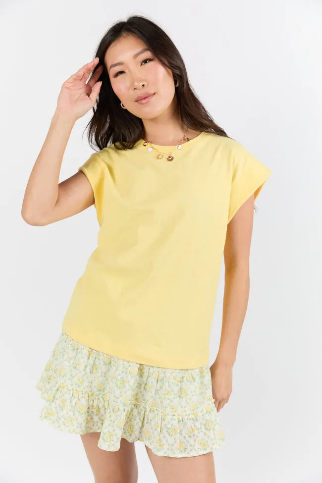 Classic Yellow Cap Sleeve Knit T Shirt FINAL SALE sold by Pink Lily