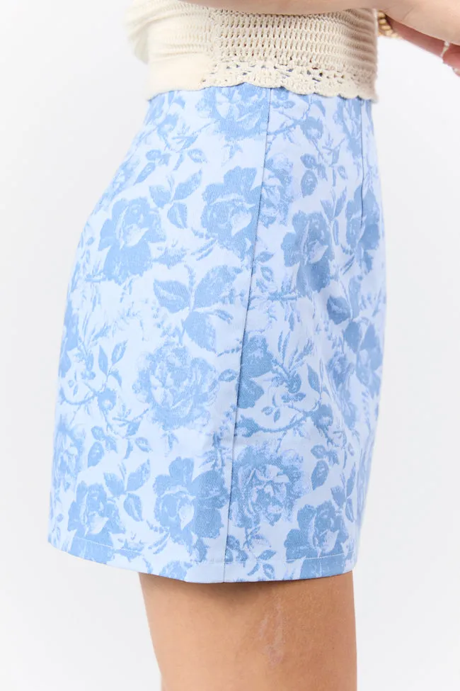 Believe Me Blue A-Line Floral Mini Skort FINAL SALE sold by Pink Lily product image thumbnail 3