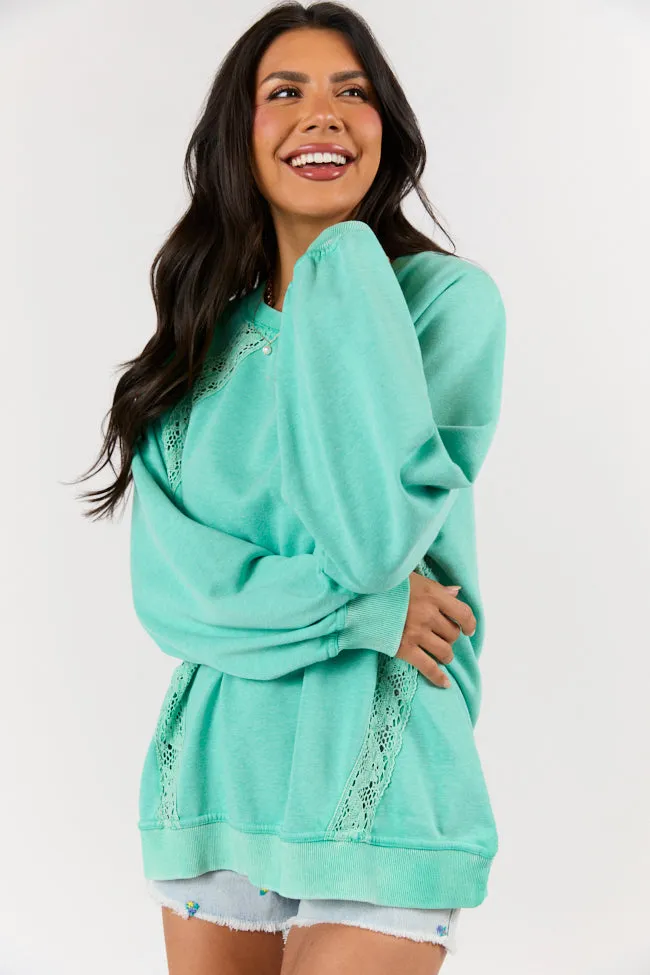 Take It All In Mint Lace Detail Crewneck sold by Pink Lily product image thumbnail 4