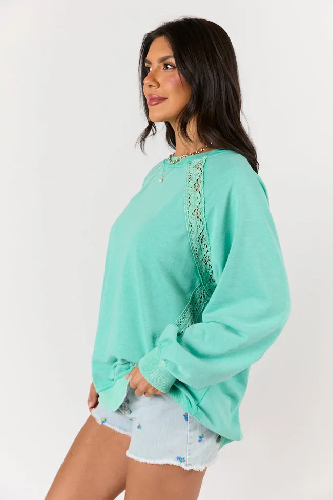 Take It All In Mint Lace Detail Crewneck sold by Pink Lily product image thumbnail 5
