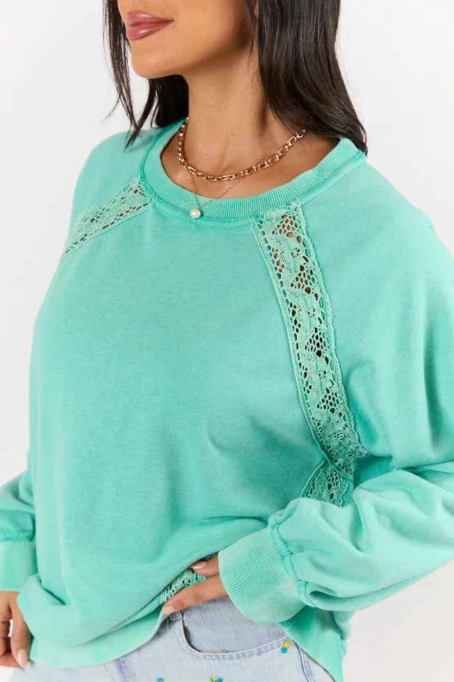 Take It All In Mint Lace Detail Crewneck sold by Pink Lily product image thumbnail 3