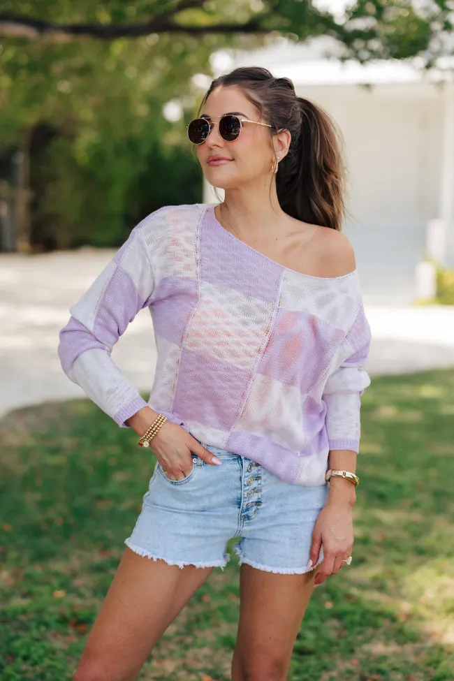 Sunset Key Purple Checkered Sweater Amber Massey X Pink Lily sold by Pink Lily product image thumbnail 4