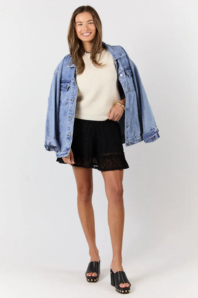 Dusk To Dawn Cream and Black Whipstitch Hem Short Sleeve Sweater FINAL SALE sold by Pink Lily product image thumbnail 5