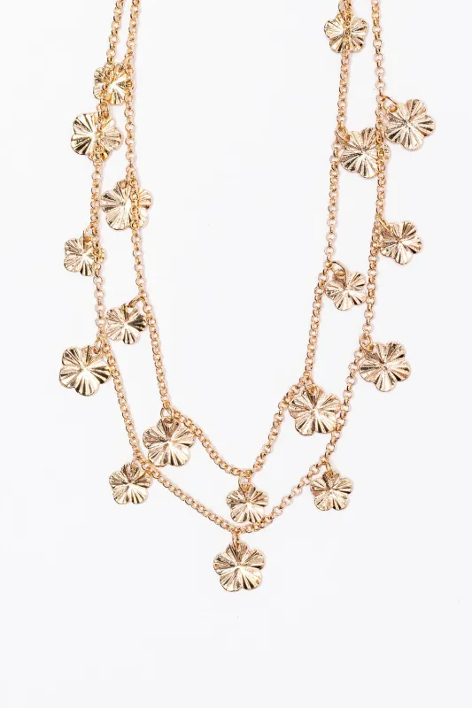 Gold Double Layer Floral Necklace SALE made by Pink Lily