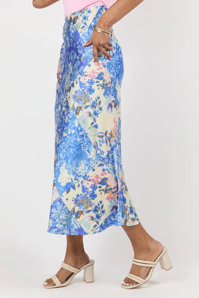 Pressed Flowers Blue Floral Multi Printed Midi Skirt FINAL SALE sold by Pink Lily product image thumbnail 5