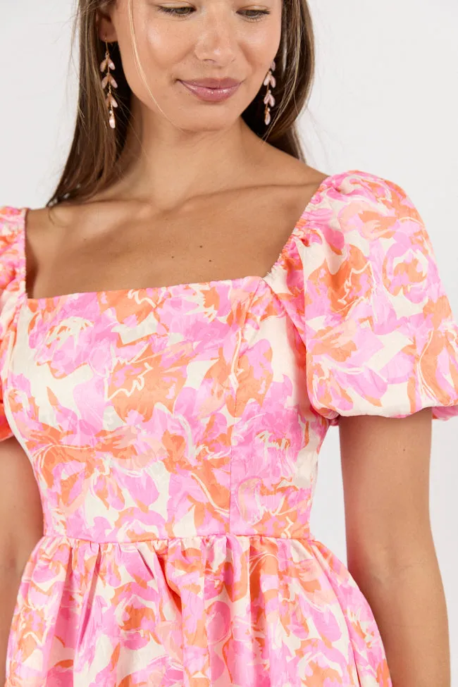 Don't Forget Me Pink And Orange Floral Texture Mini Dress sold by Pink Lily product image thumbnail 4