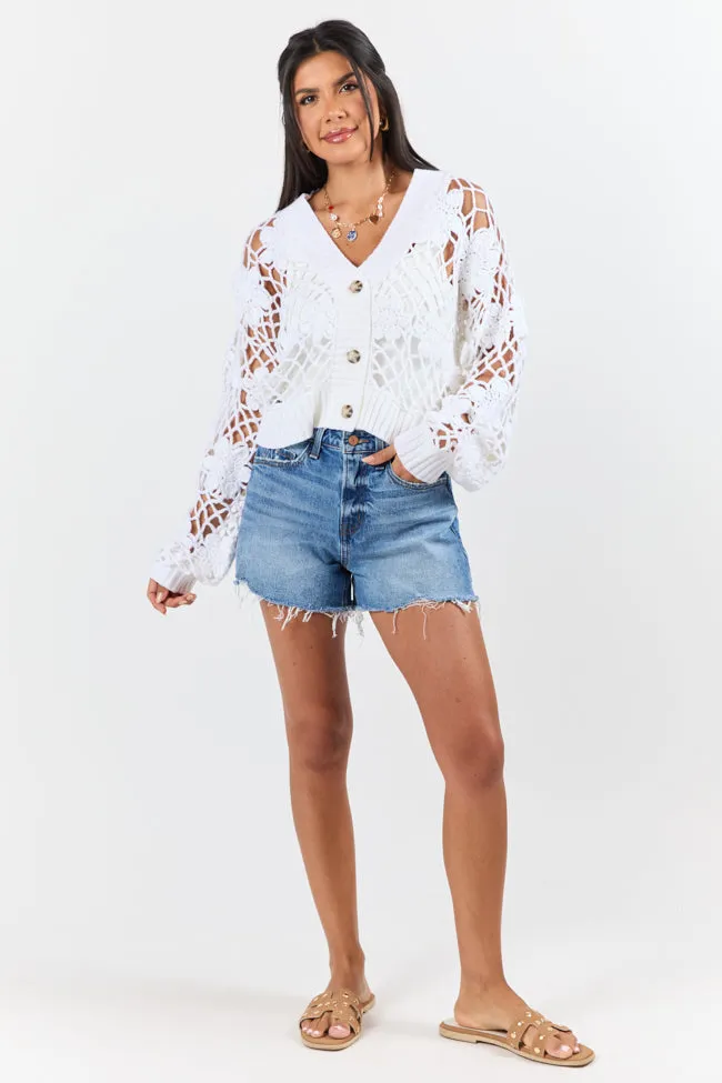 Picking Flowers Ivory Floral Crochet Open Knit Cardigan FINAL SALE sold by Pink Lily product image thumbnail 3