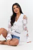 Picking Flowers Ivory Floral Crochet Open Knit Cardigan sold by Pink Lily