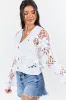 Picking Flowers Ivory Floral Crochet Open Knit Cardigan sold by Pink Lily