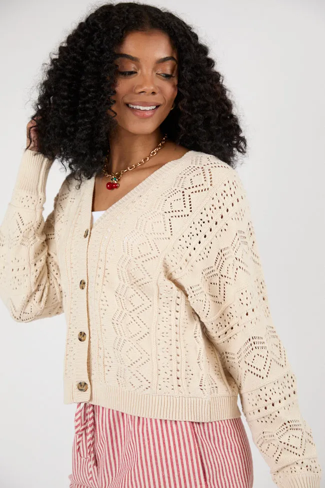 Lasting Impressions Taupe Open Knit Cardigan FINAL SALE sold by Pink Lily product image thumbnail 3