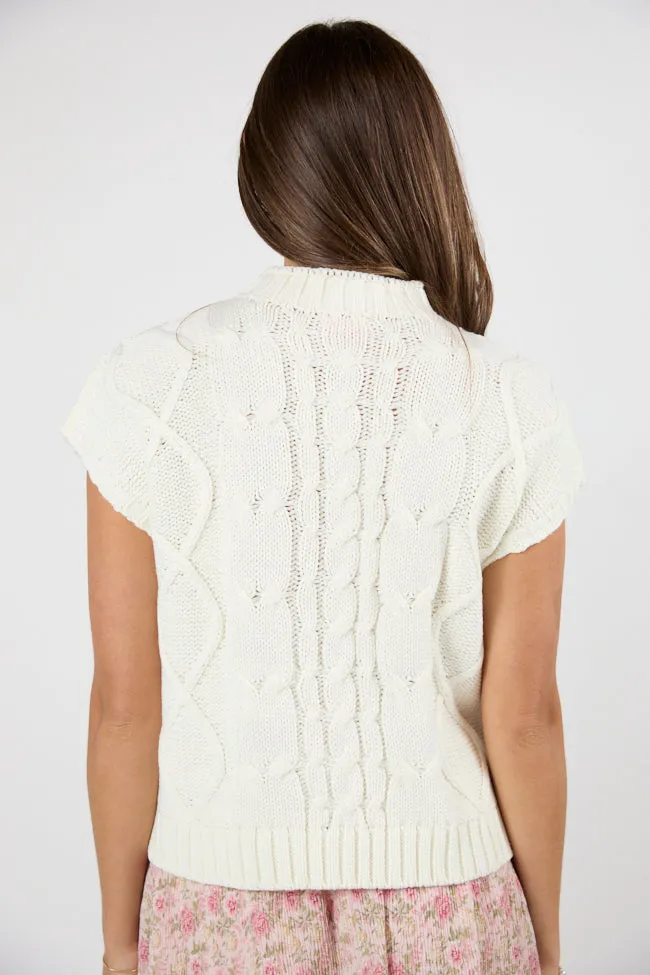 No Complaints Here Ivory and Pink Cable Knit Lace Bow Detail Sweater FINAL SALE sold by Pink Lily product image thumbnail 4