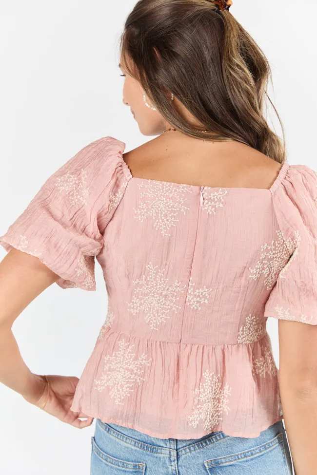 Free To Be Me Pink Embroidered Short Sleeve Blouse FINAL SALE sold by Pink Lily product image thumbnail 4