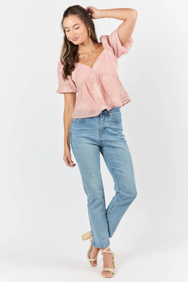 Free To Be Me Pink Embroidered Short Sleeve Blouse FINAL SALE sold by Pink Lily product image thumbnail 2
