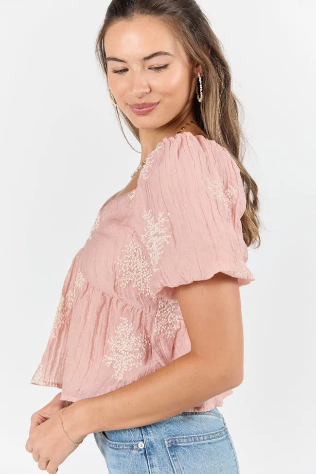 Free To Be Me Pink Embroidered Short Sleeve Blouse FINAL SALE sold by Pink Lily product image thumbnail 3