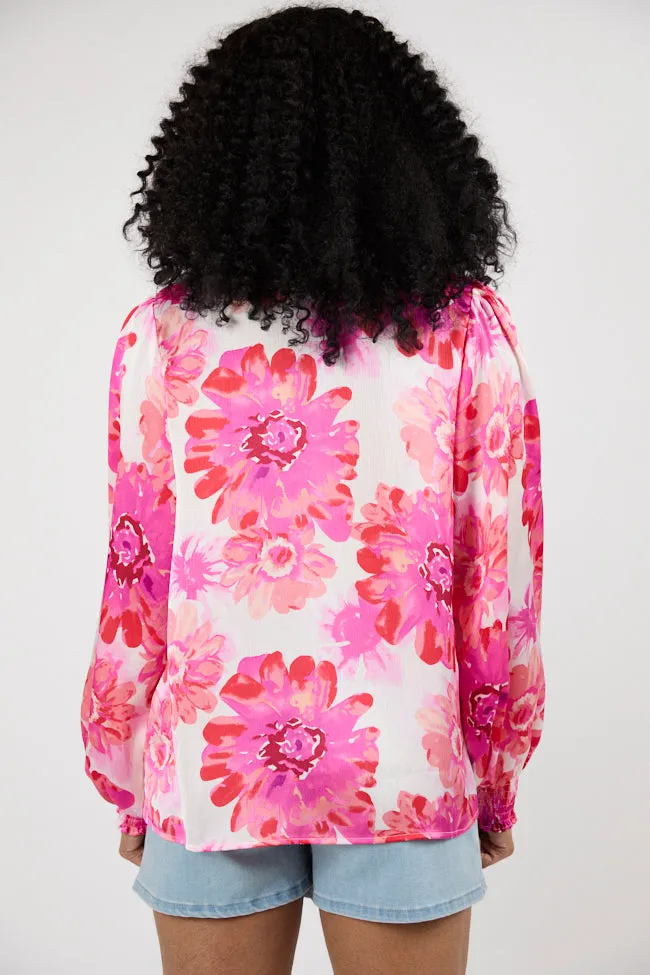 I've Been Waiting Rose Floral Satin Button Down Blouse FINAL SALE sold by Pink Lily product image thumbnail 5