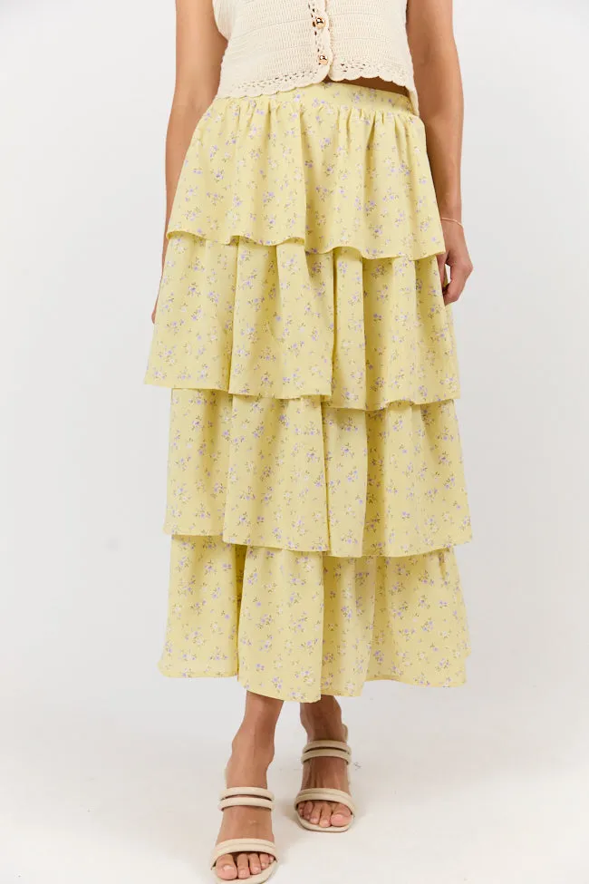 Meet Me Halfway Yellow Tiered Floral Maxi Skirt FINAL SALE sold by Pink Lily product image thumbnail 2