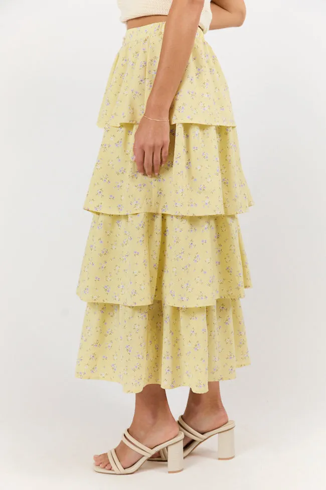 Meet Me Halfway Yellow Tiered Floral Maxi Skirt FINAL SALE sold by Pink Lily product image thumbnail 5