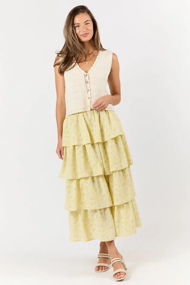 Meet Me Halfway Yellow Tiered Floral Maxi Skirt FINAL SALE sold by Pink Lily product image thumbnail 3