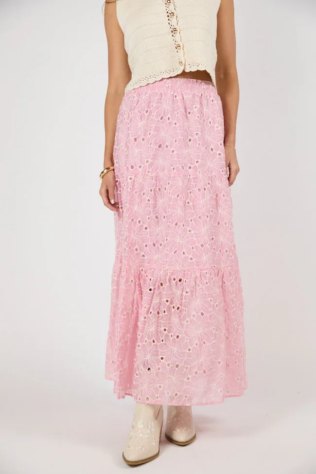 No Place Like This Pink Embroidered Maxi Skirt FINAL SALE sold by Pink Lily product image thumbnail 3