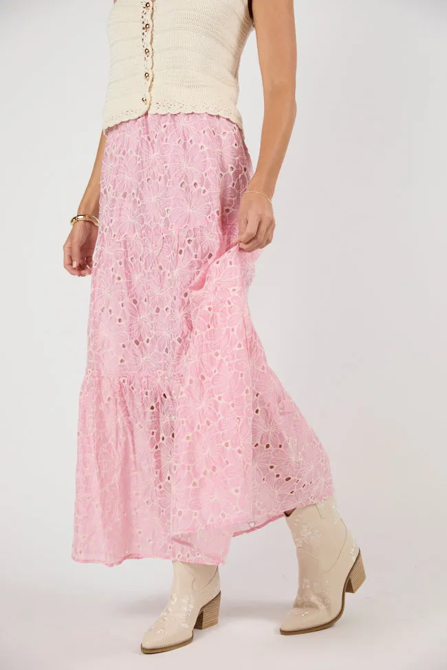 No Place Like This Pink Embroidered Maxi Skirt FINAL SALE sold by Pink Lily