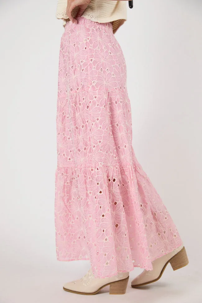 No Place Like This Pink Embroidered Maxi Skirt FINAL SALE sold by Pink Lily product image thumbnail 4