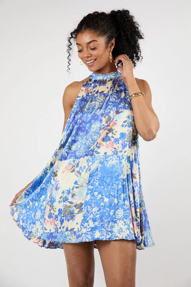 Petal Perfection Blue Multi Halter Neck Printed Mini Dress FINAL SALE sold by Pink Lily product image thumbnail 3