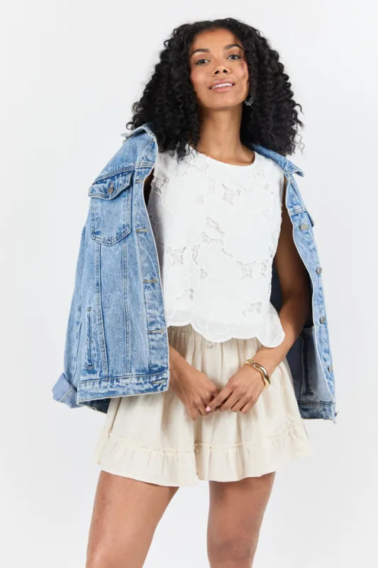 Right Through Me Ivory Eyelet Tank sold by Pink Lily