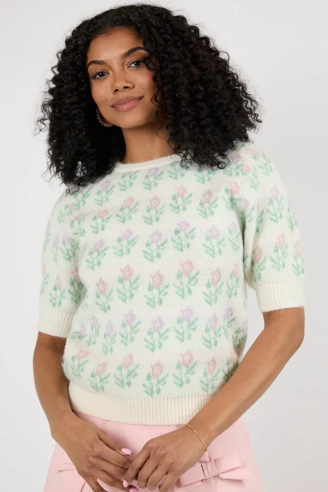 Fields Of Love Ivory Multi Block Floral Pattern Sweater FINAL SALE sold by Pink Lily product image thumbnail 2