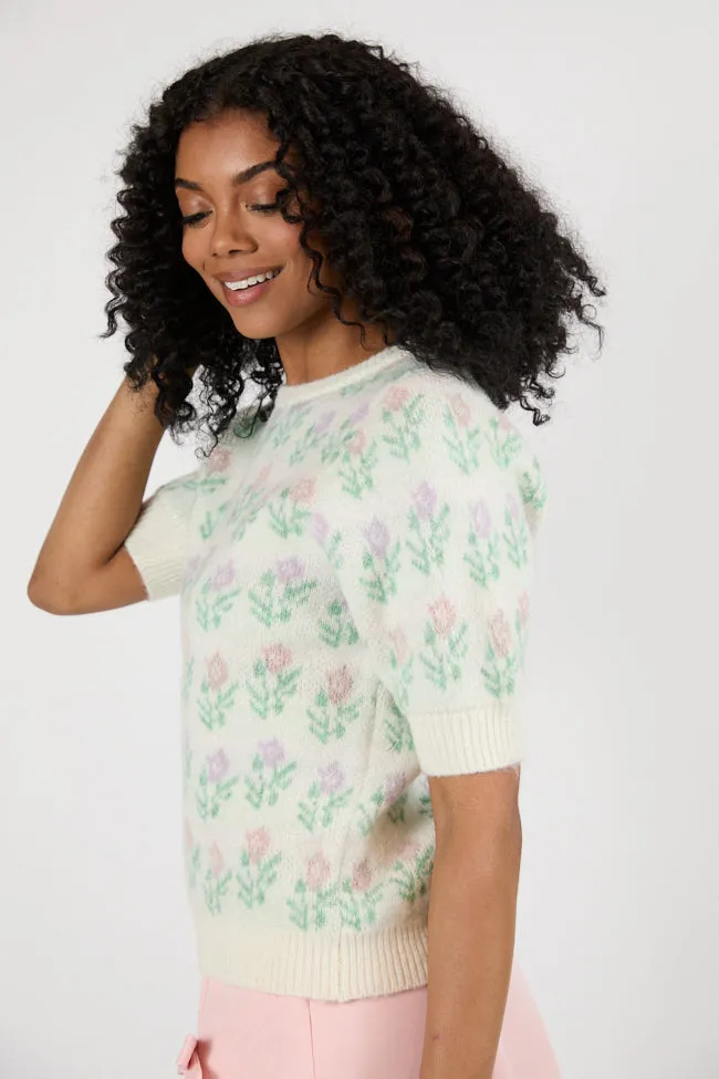 Fields Of Love Ivory Multi Block Floral Pattern Sweater FINAL SALE sold by Pink Lily product image thumbnail 5