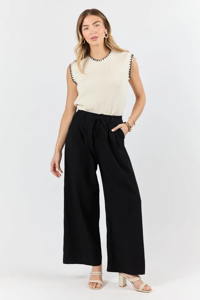 True Bliss Black Pull On Wide Leg Trousers FINAL SALE sold by Pink Lily product image thumbnail 3